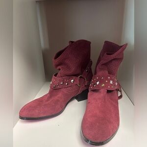 twiggy LONDON Maroon Ankle Boots with Studded‎ Strap
